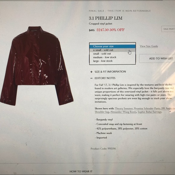 3.1 Phillip Lim Cropped Vinyl Jacket - Picture 3 of 8